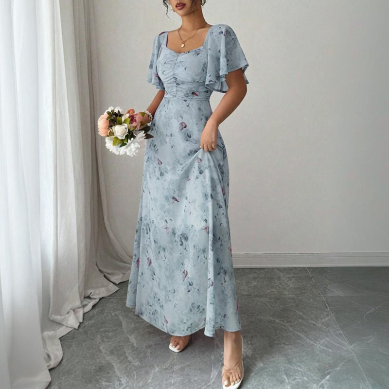 Square Neck Dress A-Line Maxi Dress