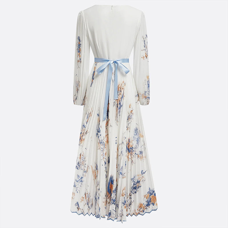 V-Neck Long Sleeve Maxi Dress A-Line