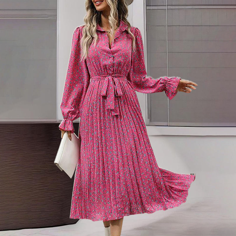 Belted V-Neck Midi Shirt Dress