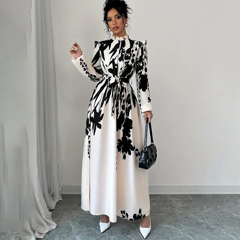 Stand Collar Spring Maxi Dress