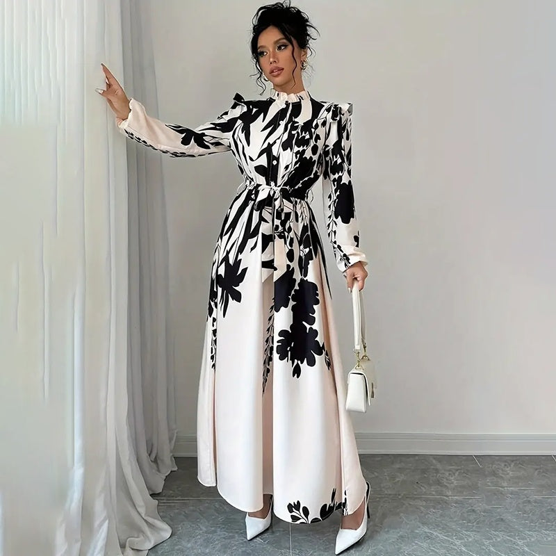 Stand Collar Spring Maxi Dress
