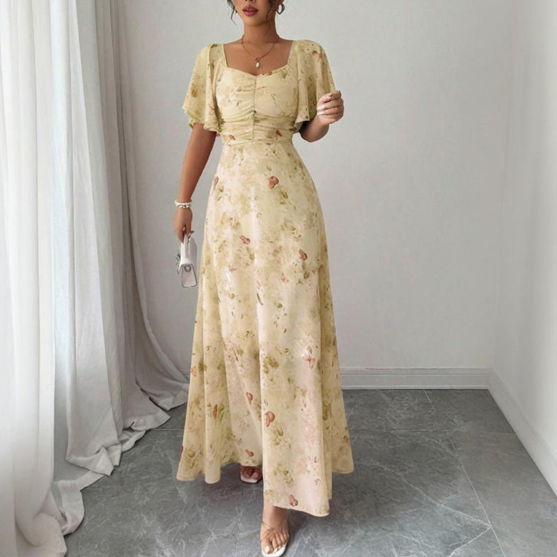 Square Neck Dress A-Line Maxi Dress