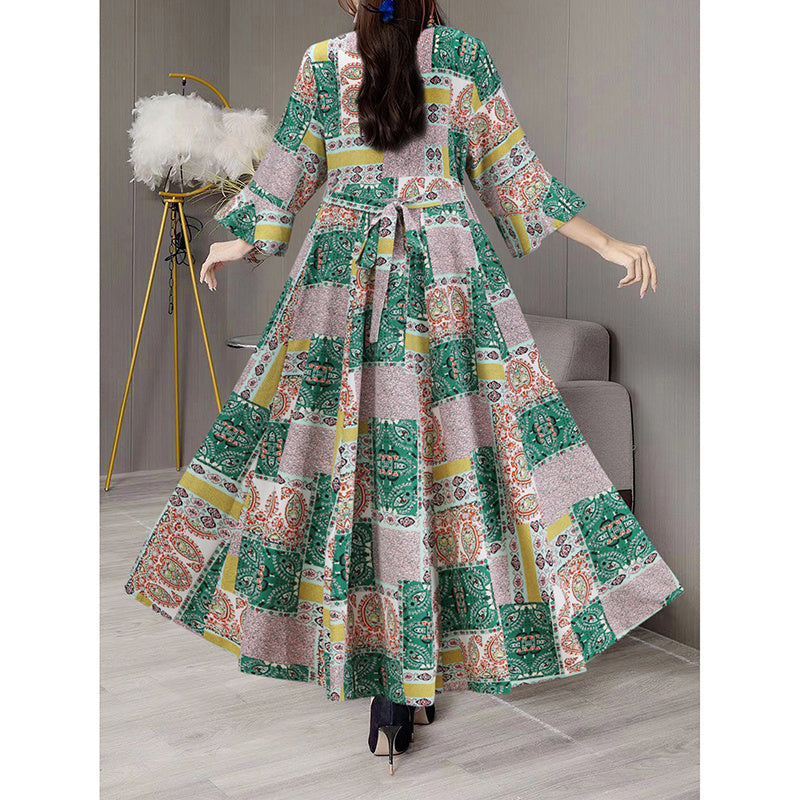 V-Neck Embroidered Maxi