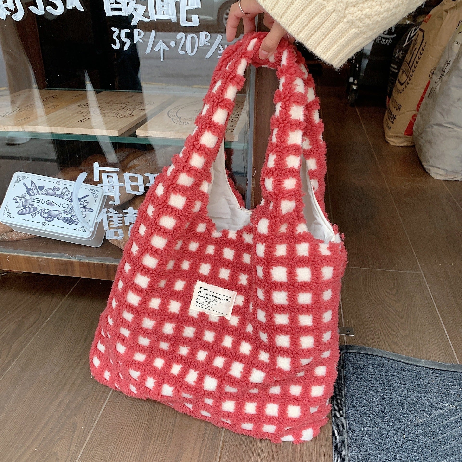 Waffle Flannel Tote Bag