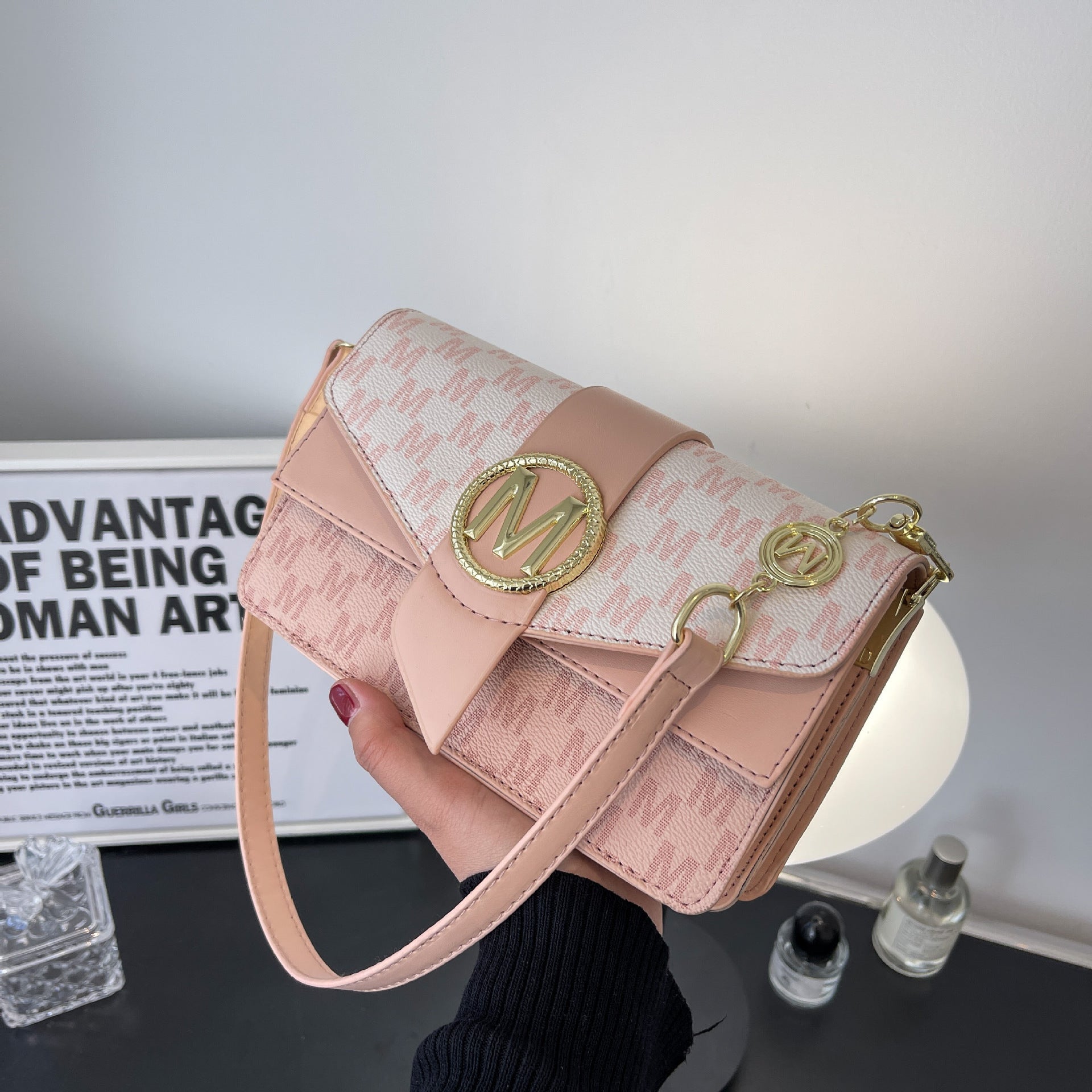 Printed Letter Messenger Bag