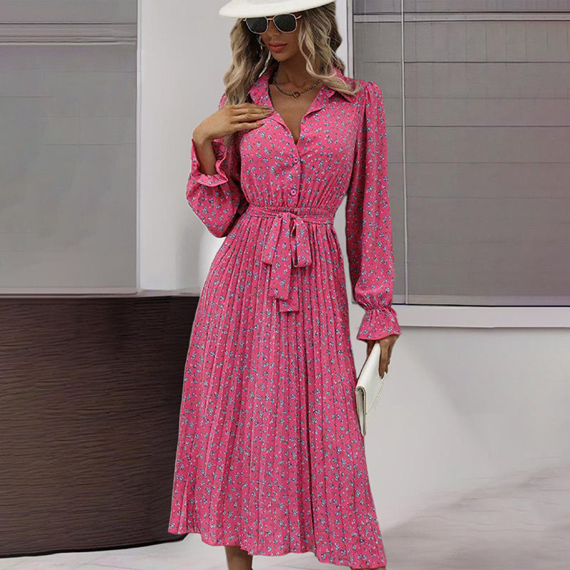 Belted V-Neck Midi Shirt Dress