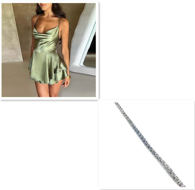 Backless Lace-Up A-Line Dress