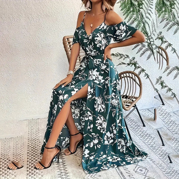 Floral Cold Shoulder Maxi Dress