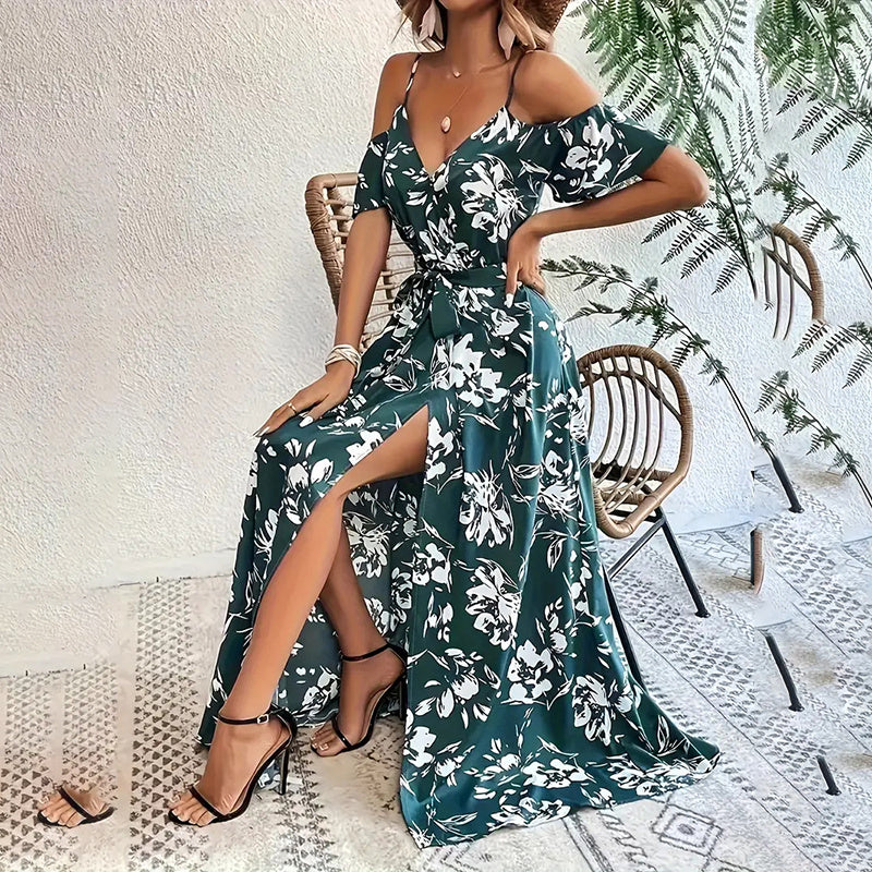 Floral Cold Shoulder Maxi Dress