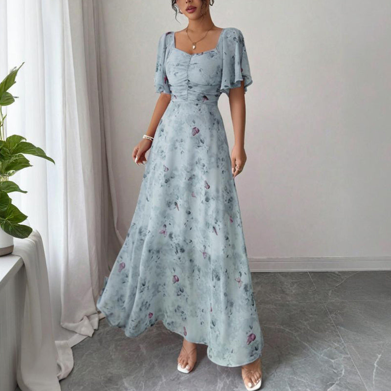 Square Neck Dress A-Line Maxi Dress