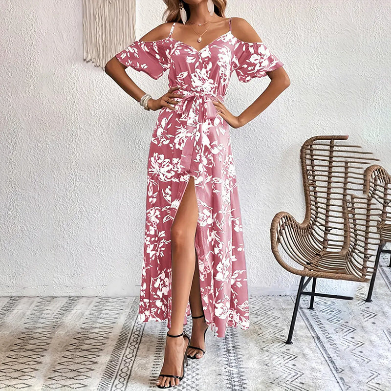 Floral Cold Shoulder Maxi Dress