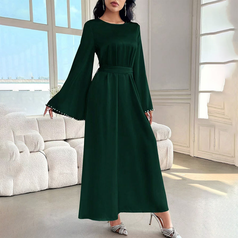 Pearl Cuff Maxi Abaya Dress