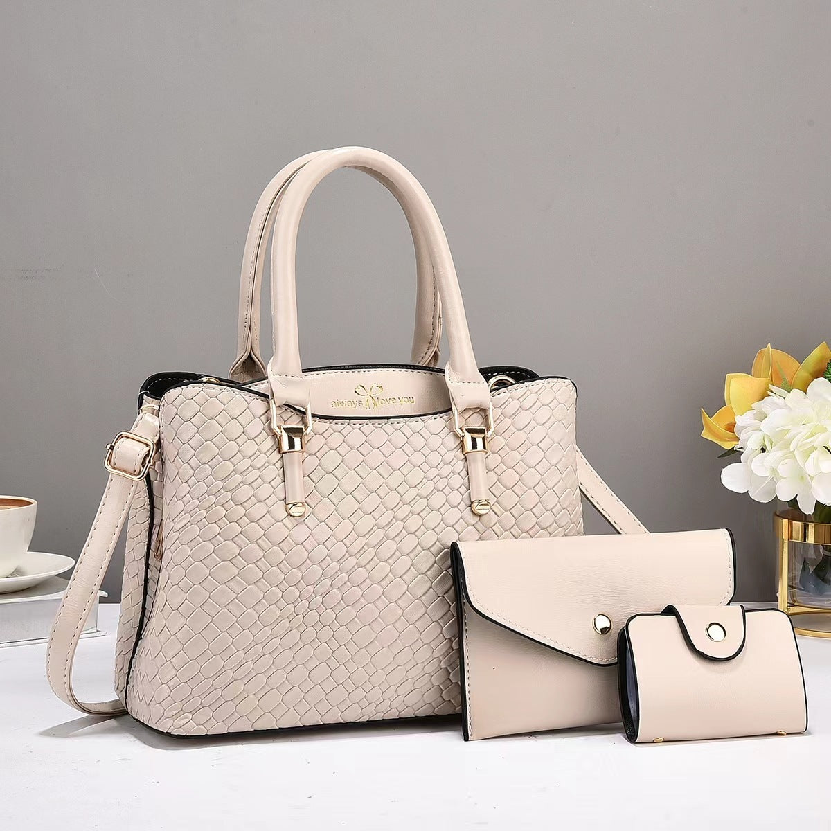 Woven Three-Piece Tote Set