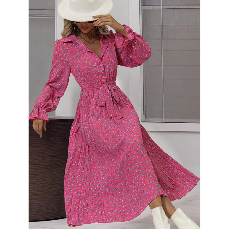 Belted V-Neck Midi Shirt Dress