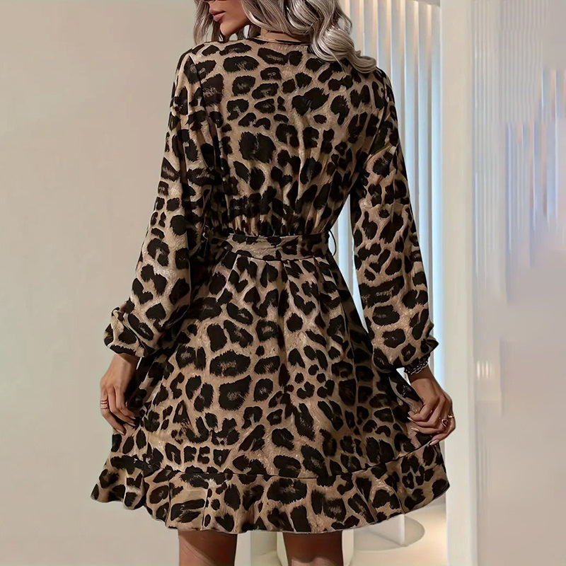 Leopard Print V-Neck Dress