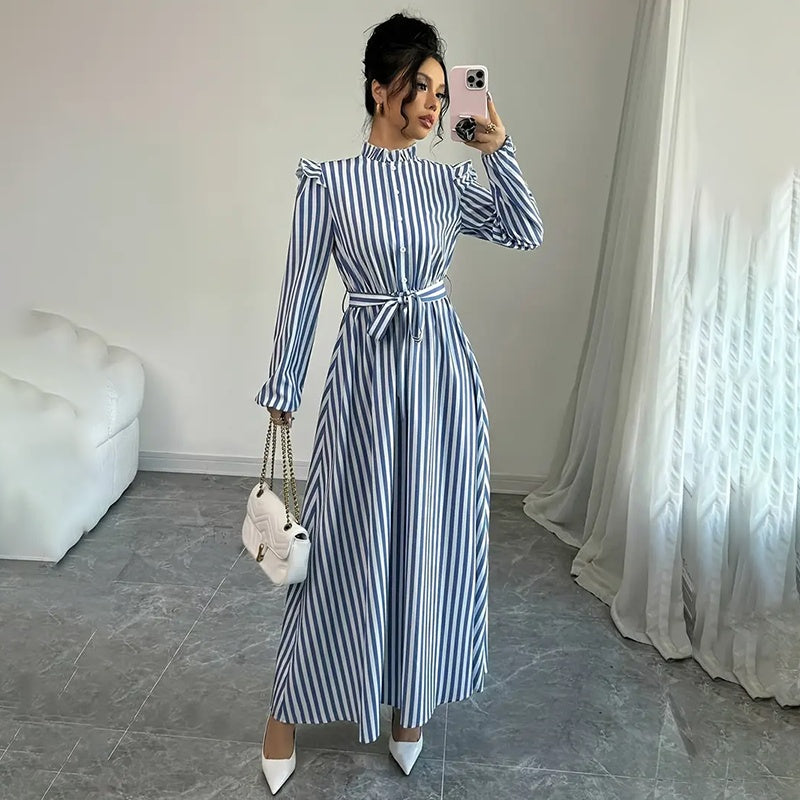 Stand Collar Spring Maxi Dress