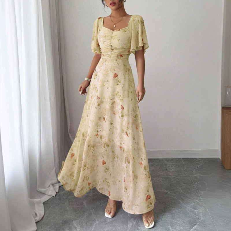 Square Neck Dress A-Line Maxi Dress