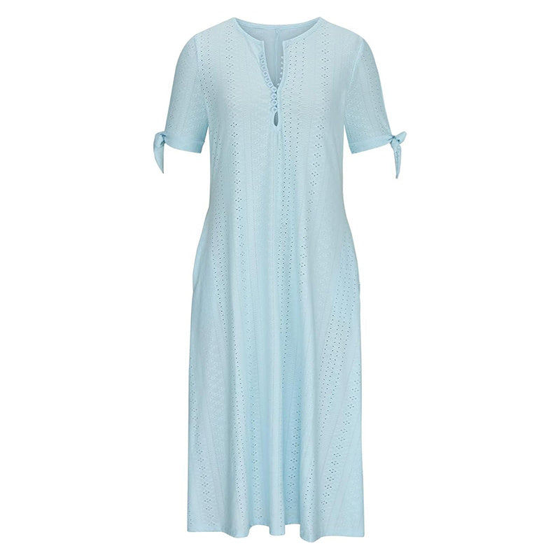 Eyelet V-Neck Maxi Dress