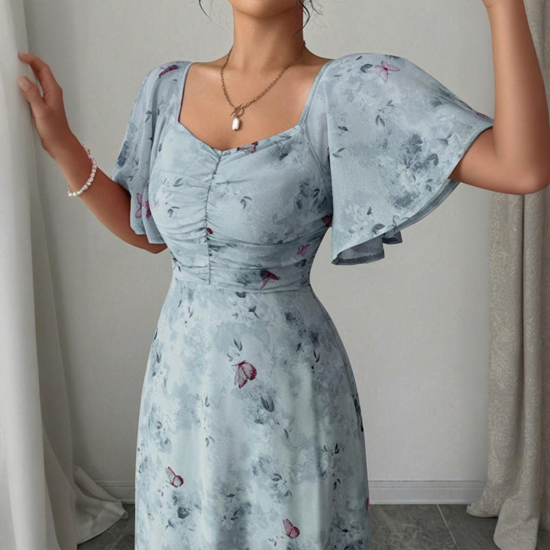 Square Neck Dress A-Line Maxi Dress