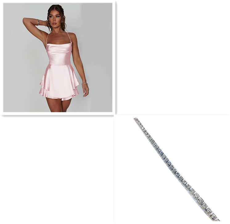 Backless Lace-Up A-Line Dress