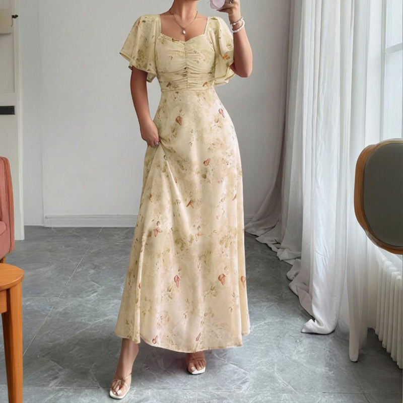 Square Neck Dress A-Line Maxi Dress