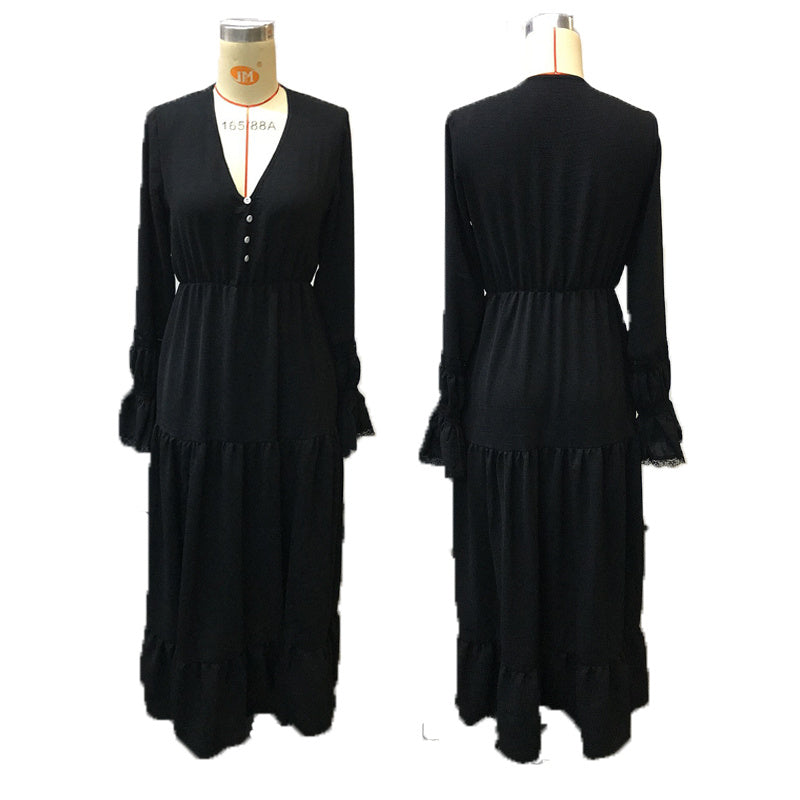 Vintage V-Neck A-Line Dress