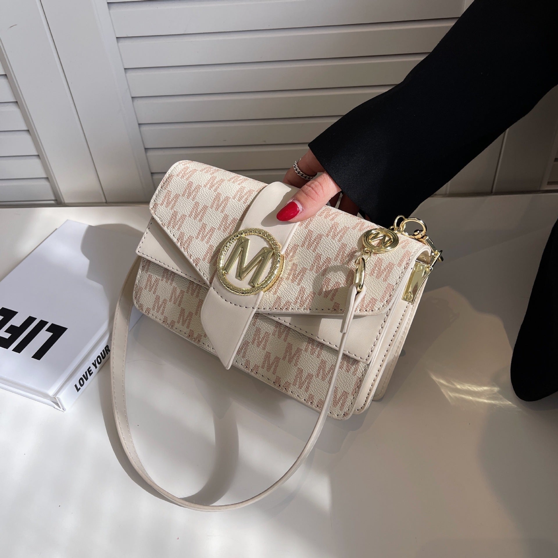 Printed Letter Messenger Bag