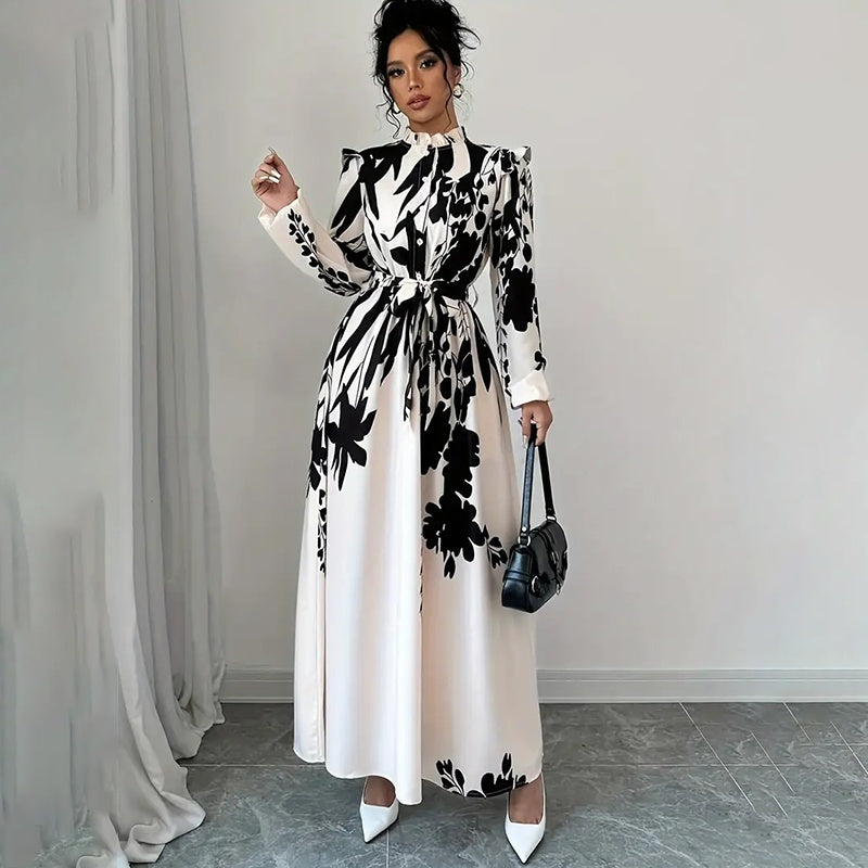 Stand Collar Spring Maxi Dress