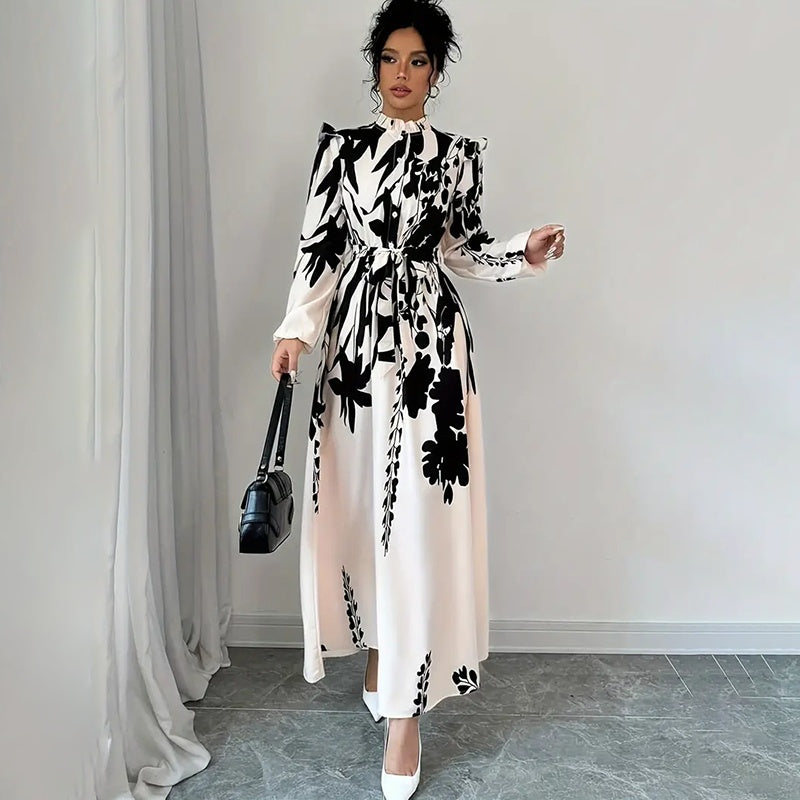 Stand Collar Spring Maxi Dress