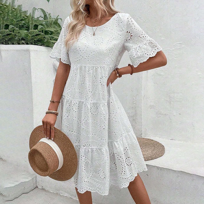 Round Neck A-Line Dress