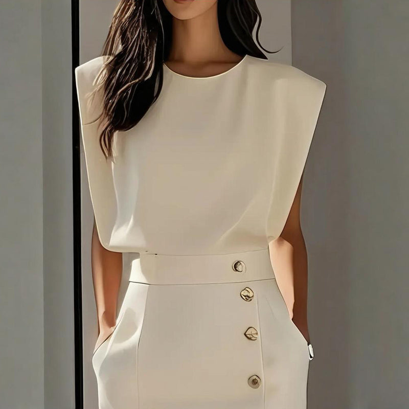 Round Neck Pocket A Dress