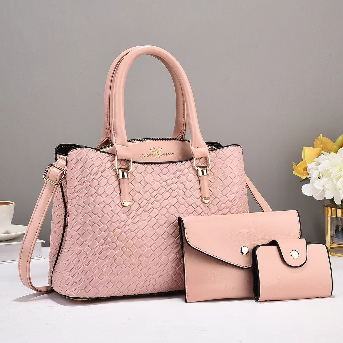 Woven Three-Piece Tote Set