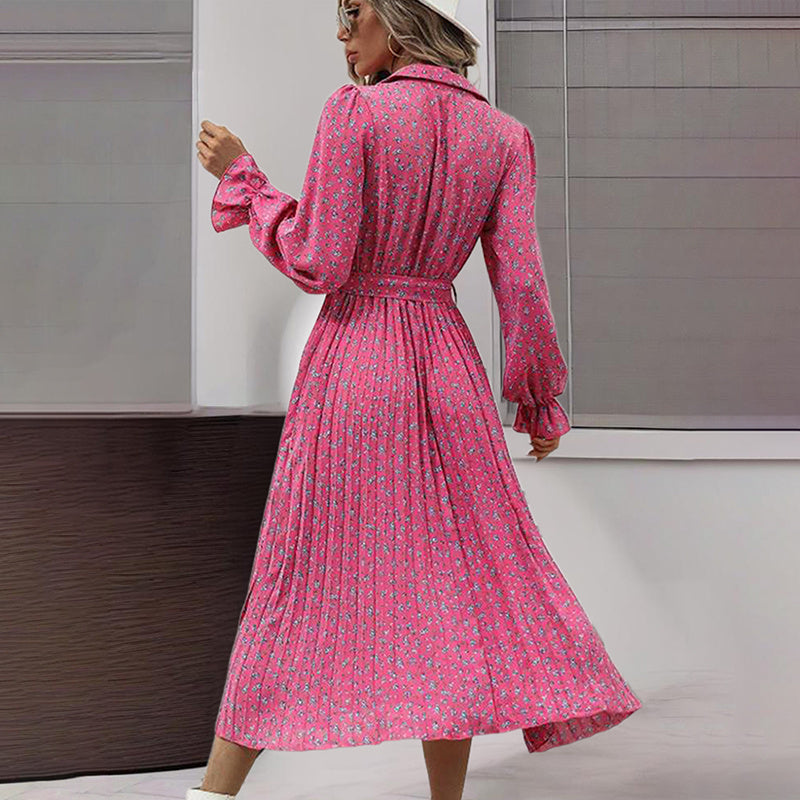 Belted V-Neck Midi Shirt Dress