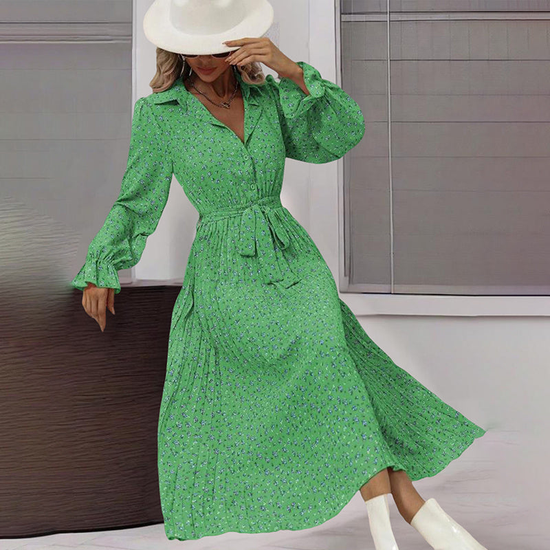 Belted V-Neck Midi Shirt Dress
