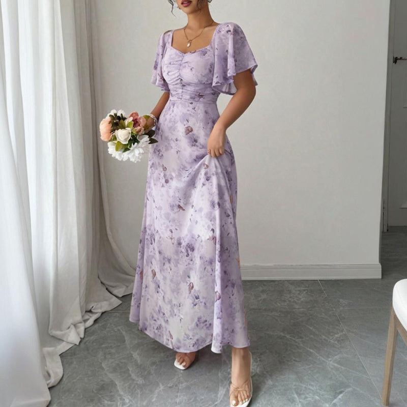 Square Neck Dress A-Line Maxi Dress
