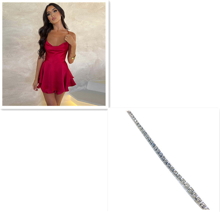 Backless Lace-Up A-Line Dress