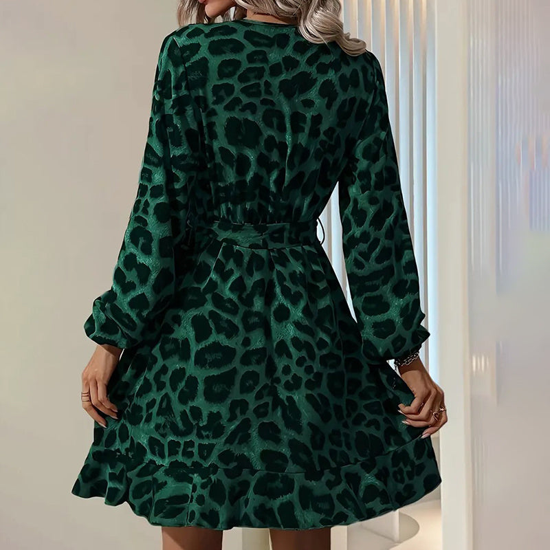 Leopard Print V-Neck Dress