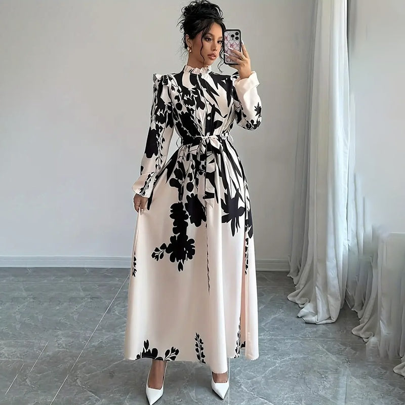 Stand Collar Spring Maxi Dress