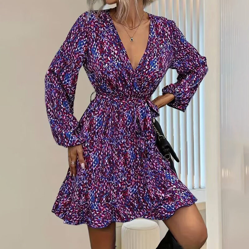 Leopard Print V-Neck Dress