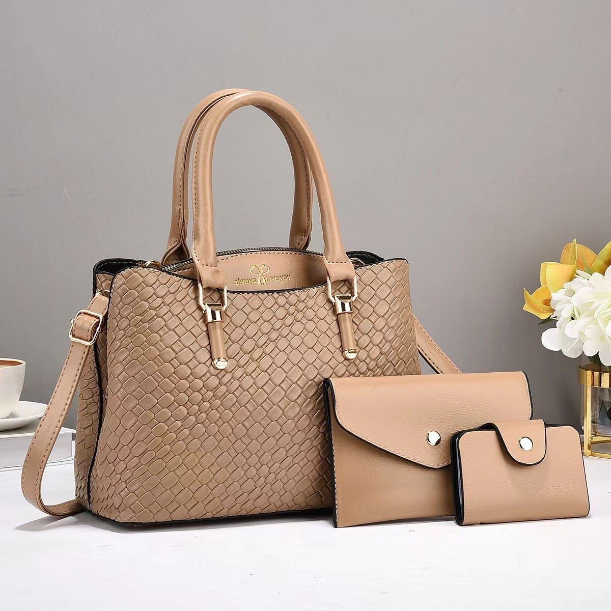 Woven Three-Piece Tote Set