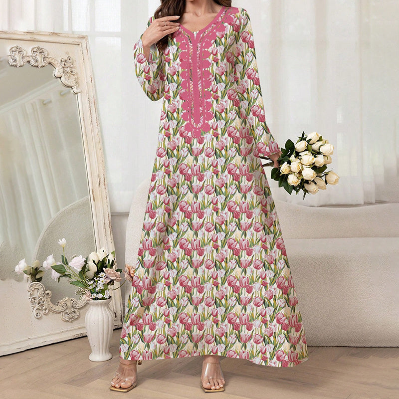 A-Line Floral Maxi Dress