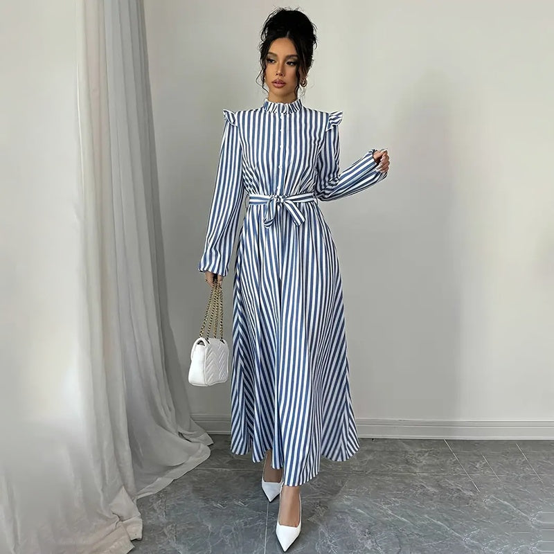 Stand Collar Spring Maxi Dress