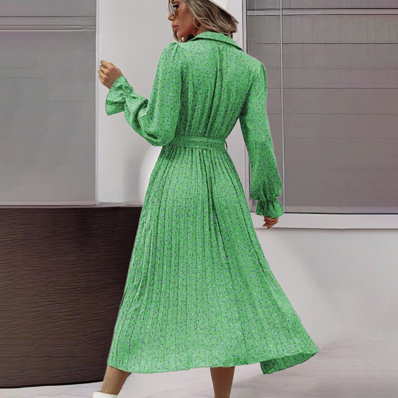 Belted V-Neck Midi Shirt Dress