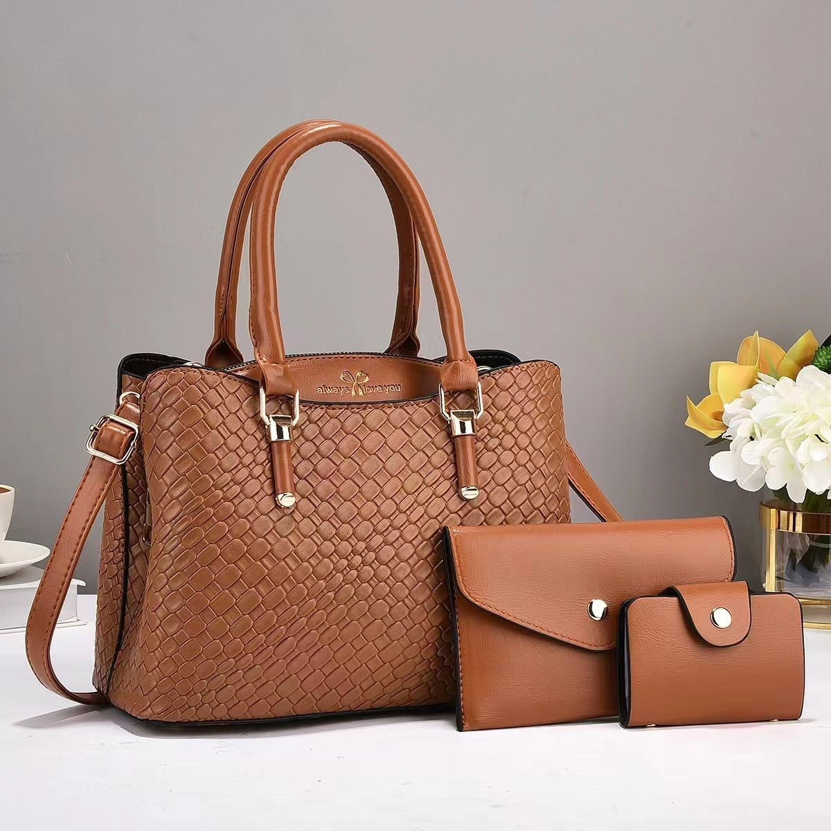 Woven Three-Piece Tote Set