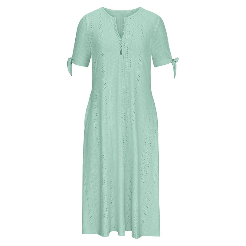 Eyelet V-Neck Maxi Dress