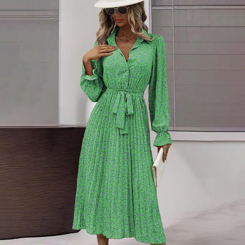 Belted V-Neck Midi Shirt Dress