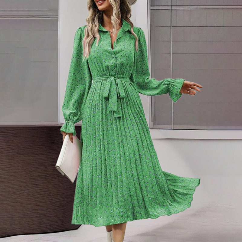 Belted V-Neck Midi Shirt Dress