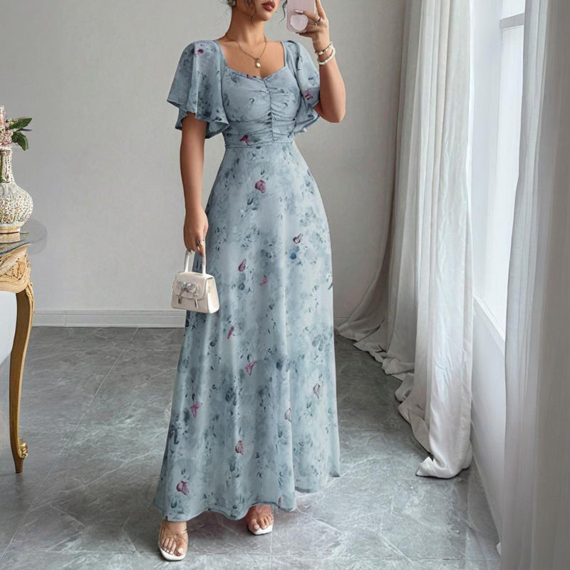 Square Neck Dress A-Line Maxi Dress
