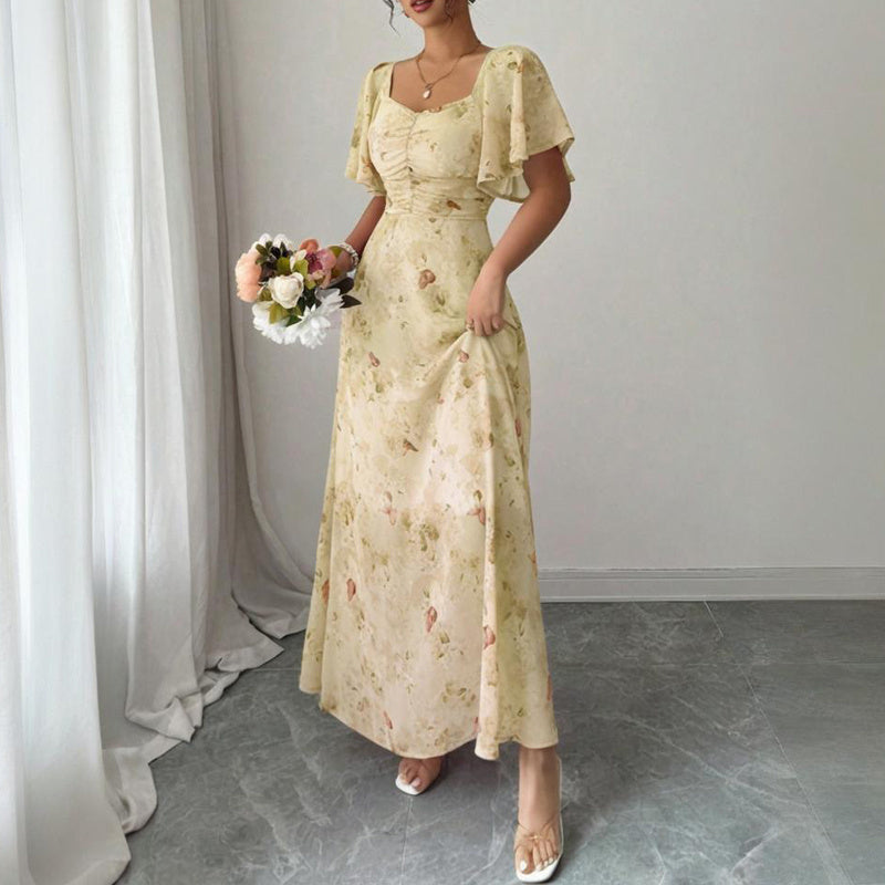Square Neck Dress A-Line Maxi Dress