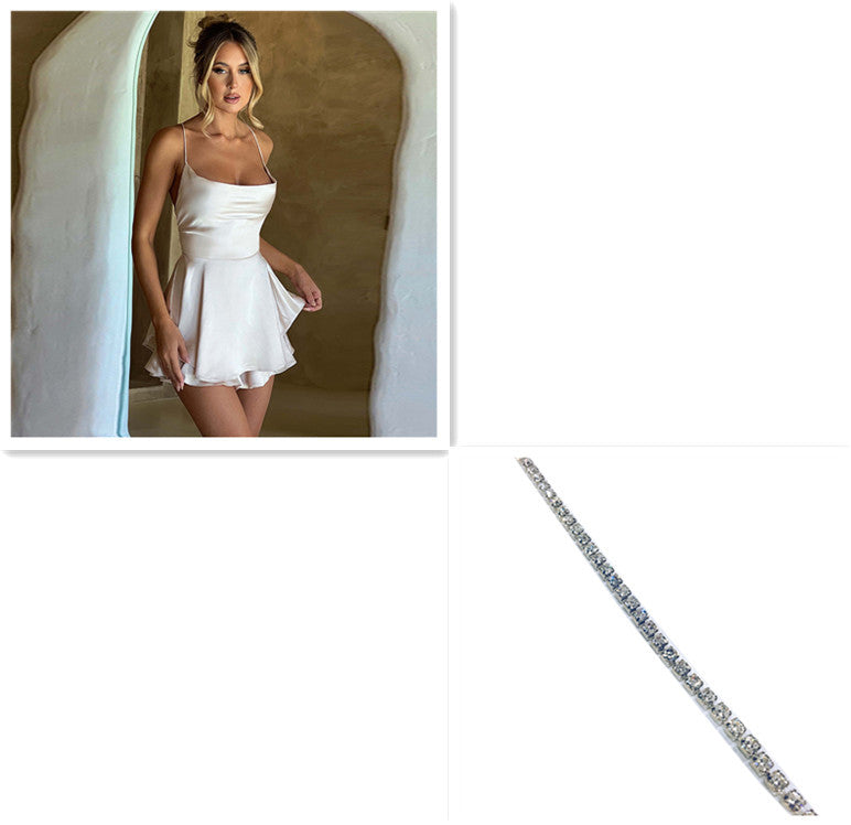 Backless Lace-Up A-Line Dress